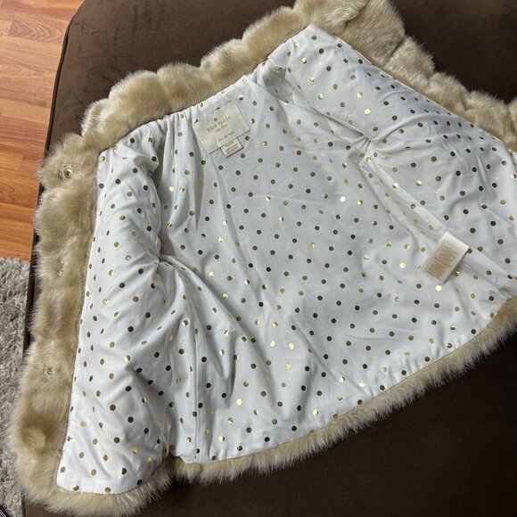 Kate Spade Kids Faux Fur Coat 24M Light Brown Collared - Picture 7 of 9